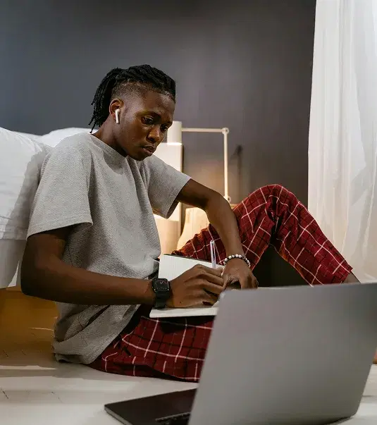 Man learning cybersecurity